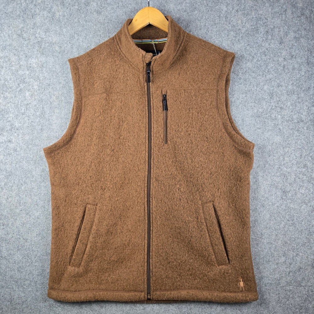 Smartwool Vest Mens XL Brown Merino Wool Blend Full Zip Gorpcore Outdoor Layer